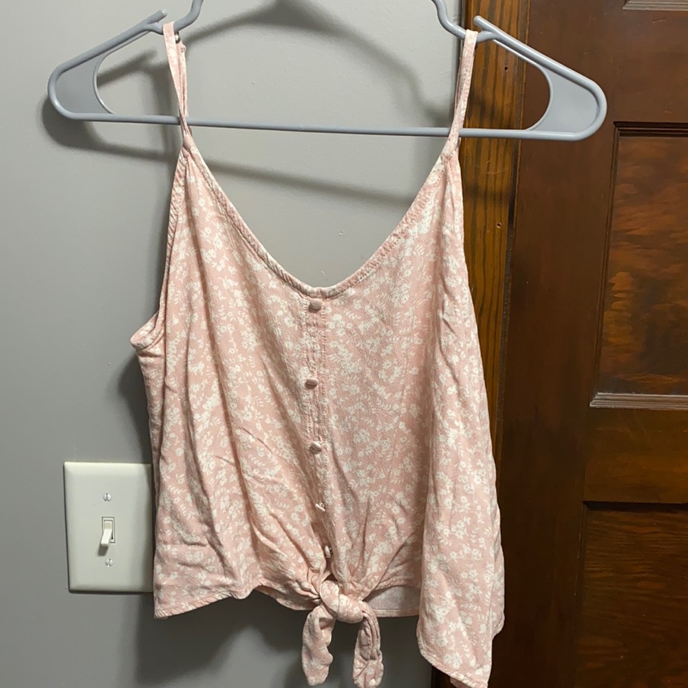 Pink and white flowered crop top